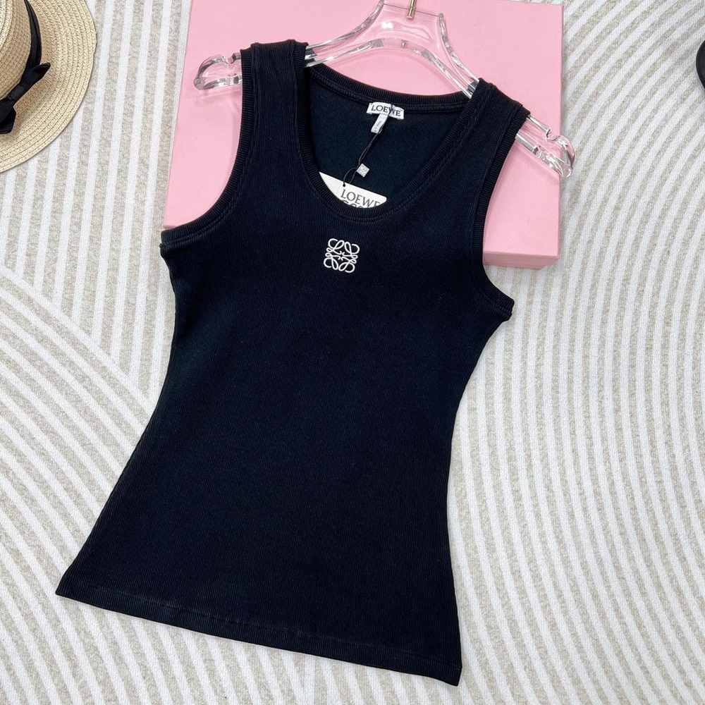Loewe Black Ribbed Tank with White Anagram